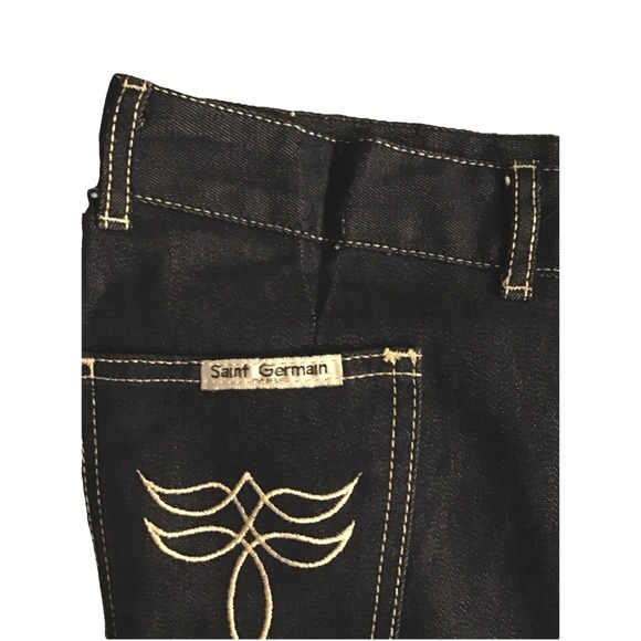 Vintage 70's Saint Germain Jeans Blue Denim Straight Leg Paris Indigo Blue - Picture 9 of 12